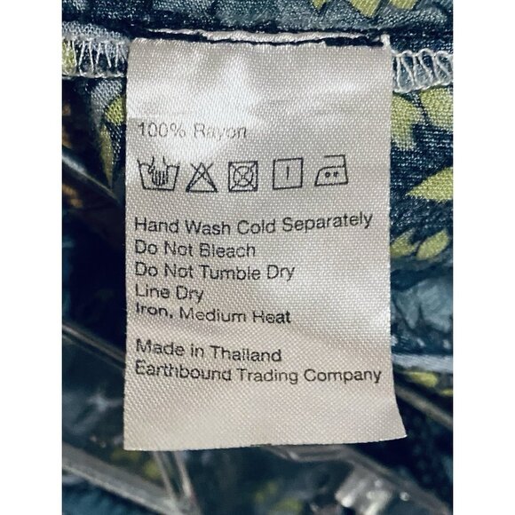 Earthbound Trading Pants Womens XXL Blue Green Paisley Floral Jogger Boho Harem - Picture 5 of 6